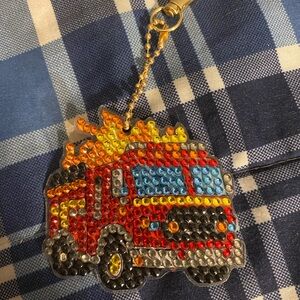 Handmade fire truck keychain